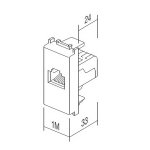 Utičnica CAT6 KS RJ45 8/8 1 mjesto KM39 TEM MODUL SB crna - slika 2
