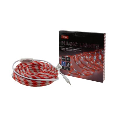 LED Božićne magic lampice candy cane crijevo 72 LED/m - hladno bijela 10 m