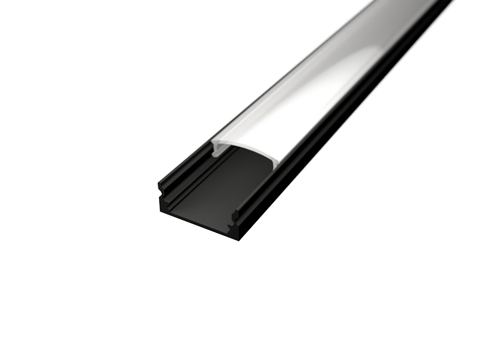 Aluminijski profil 1 NADGRADNI 8mm x 17.1mm CRNI - 2m