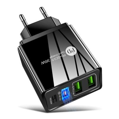 Brzi punjač PD+QC3.0 max 36W crni